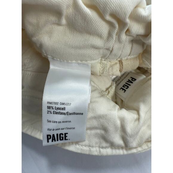 Paige Shorts Paperbag Waist Anessa Pleated High Waisted Sand Cream Size 25 - Picture 8 of 9